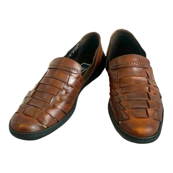 Men’s Shoes Hand Crafted BRAGANO Italian Brown Leather Straps Sandals Slipons - Picture 2 of 7